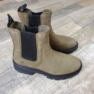 Timberland Cortina Valley Chelsea Boots Womens Sz 7.5 Olive Green NEW